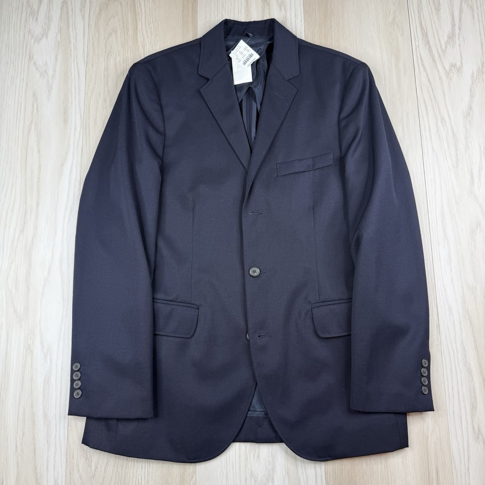 J. CREW Factory Store Wool Blazer Sport Coat 3 Button Men Size 40R Navy Blue NWT